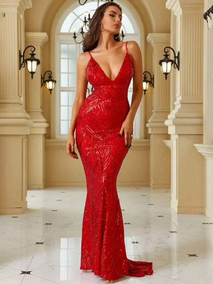 LOVE&LEMONADE Open Back Mermaid Hem Sequin Slip Formal Gown Party Evening Dresses for Women Girls Wholesale LM84120