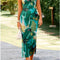 Summer Women Sexy Chestless Hem Slit Sleeveless Printed Dress