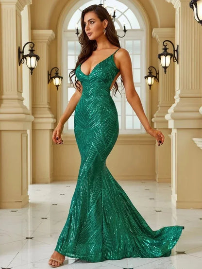 LOVE&LEMONADE Open Back Mermaid Hem Sequin Slip Formal Gown Party Evening Dresses for Women Girls Wholesale LM84120