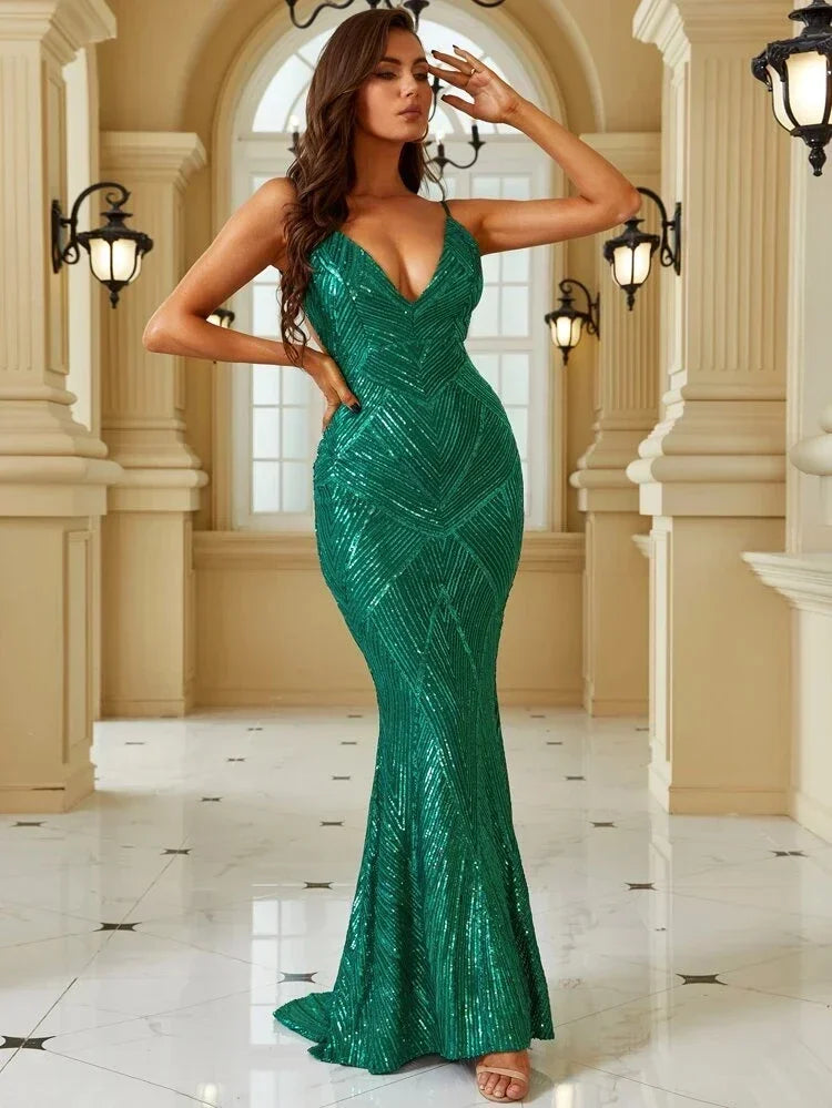 LOVE&LEMONADE Open Back Mermaid Hem Sequin Slip Formal Gown Party Evening Dresses for Women Girls Wholesale LM84120